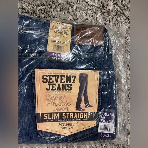 NWT Seven jeans. Men’s super stretch, power straight. 36x34 - Picture 8 of 9